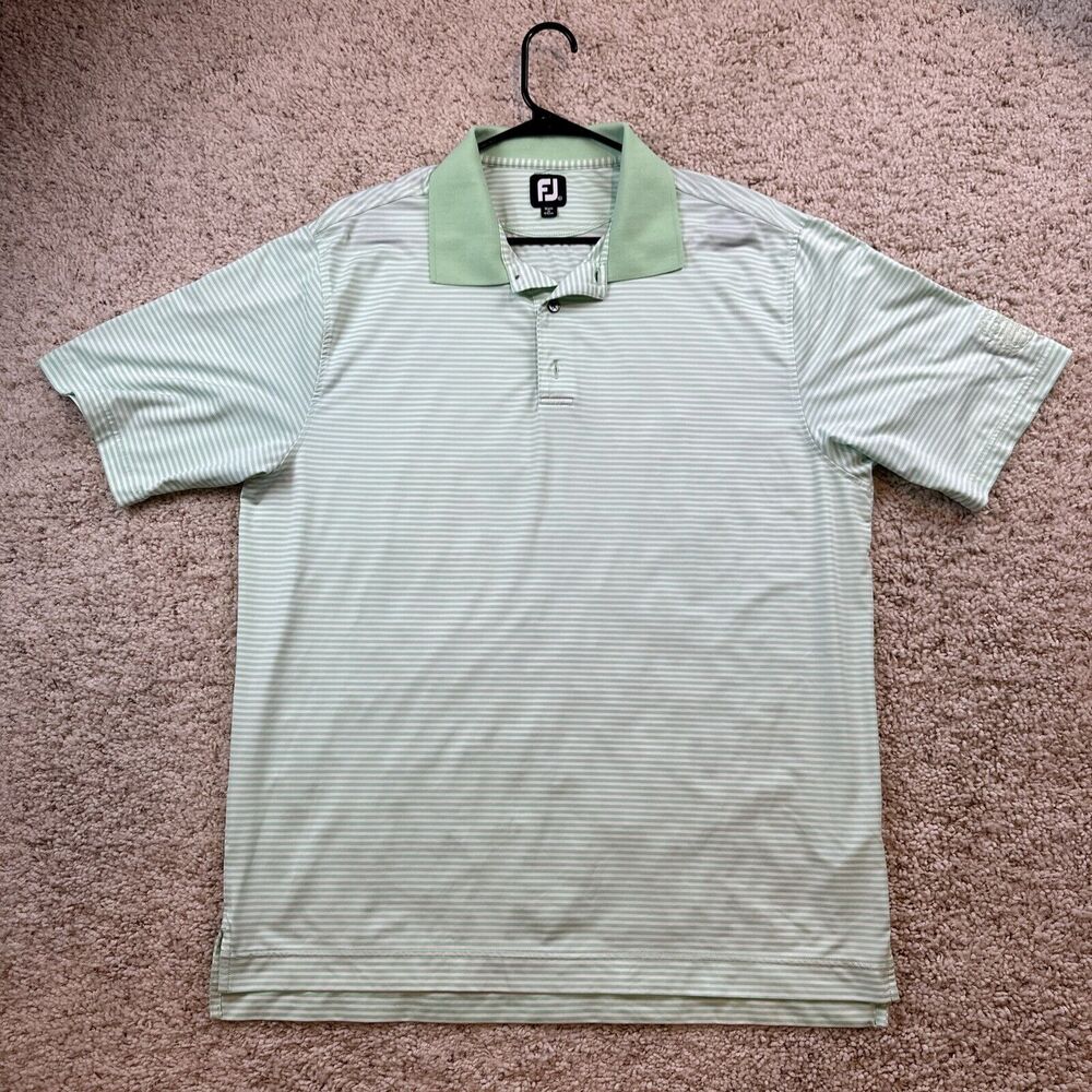Foot Joy Green White‎ Striped Polo Shirt Size XL